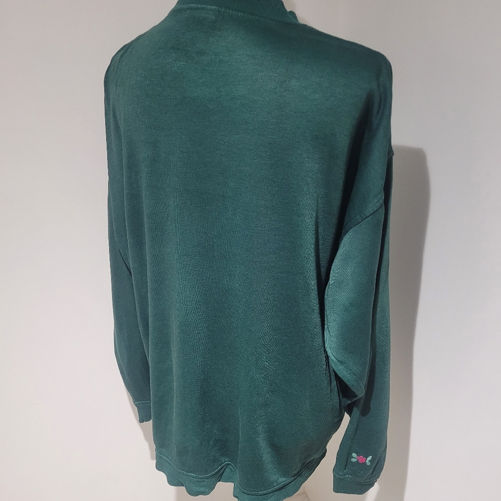 Lady Footlocker Women's 80's Vintage Floral Embroidered Cardigan Medium Green - Picture 8 of 10